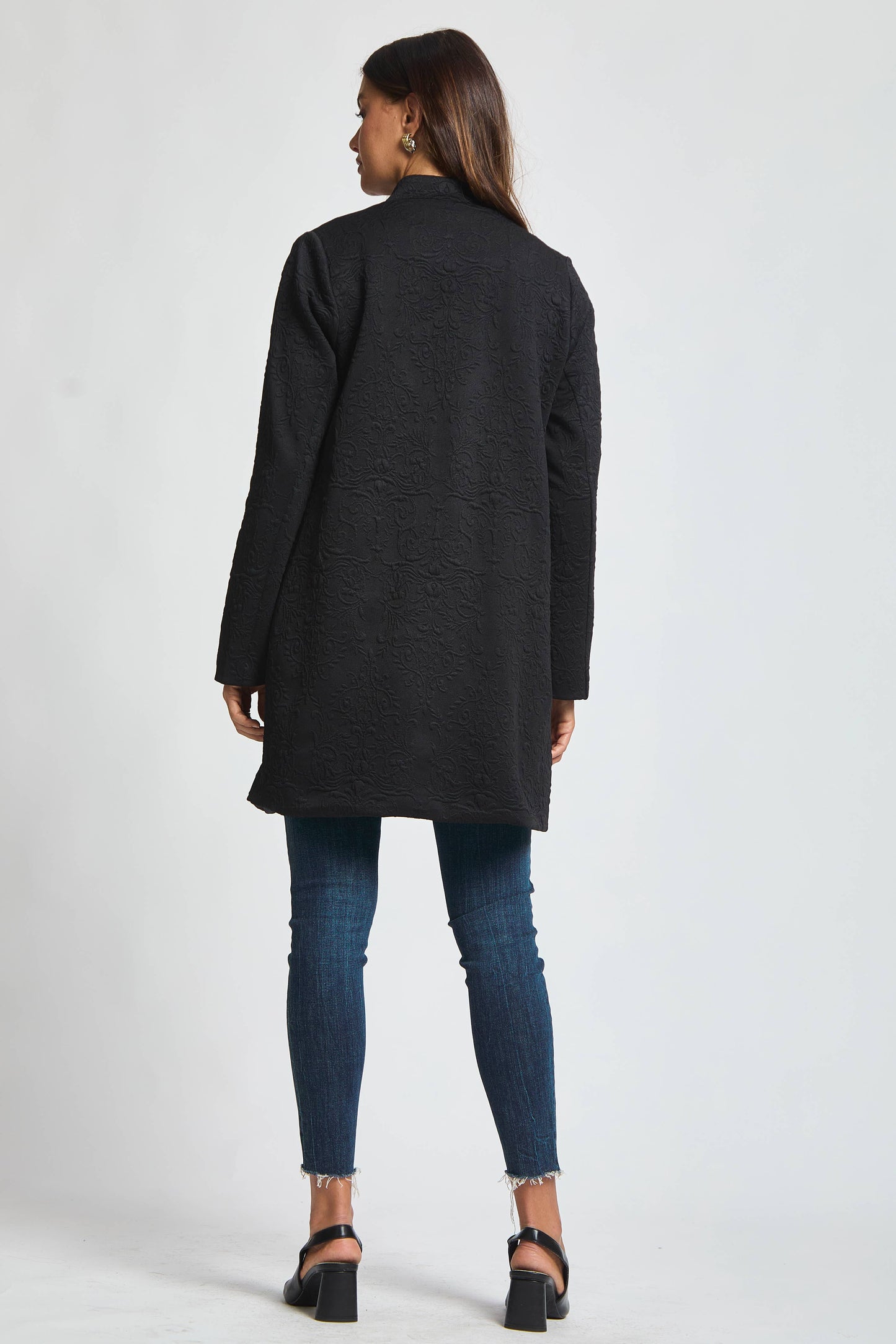 Dear Scarlett Elegant Jacquard Midi Coat