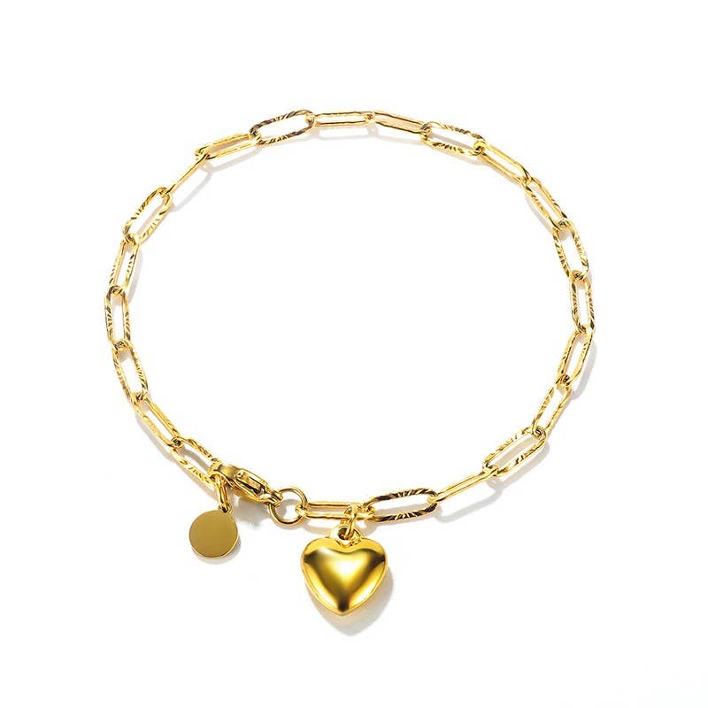 Gold Heart Charm Bracelet