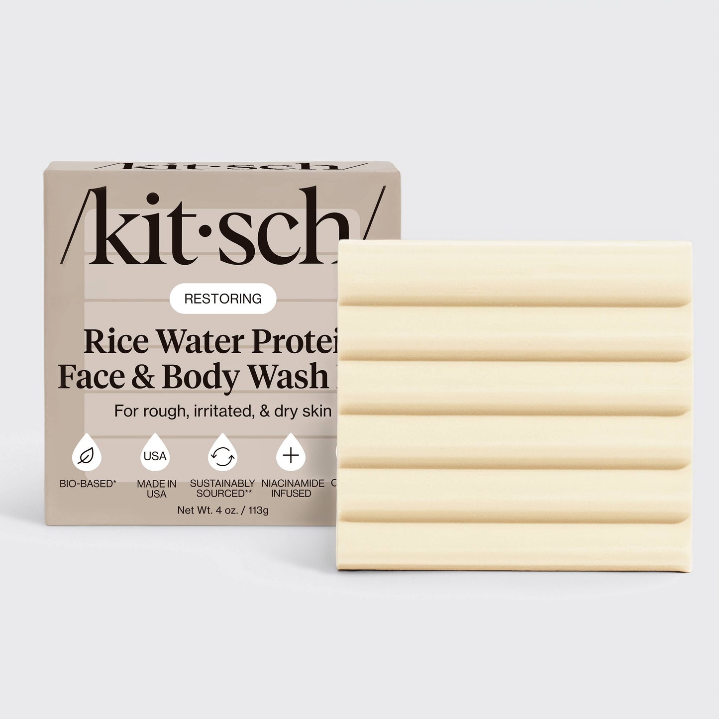 Kitsch Rice Water Protein Face & Body Wash Bar