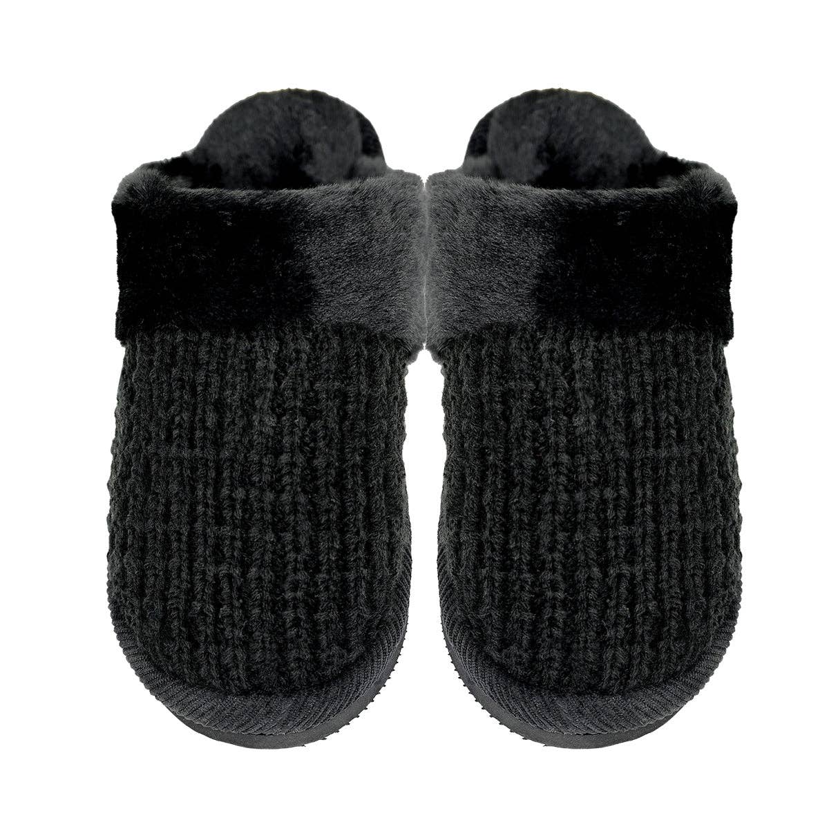 Waffle Knit Faux Fur C.C Slippers