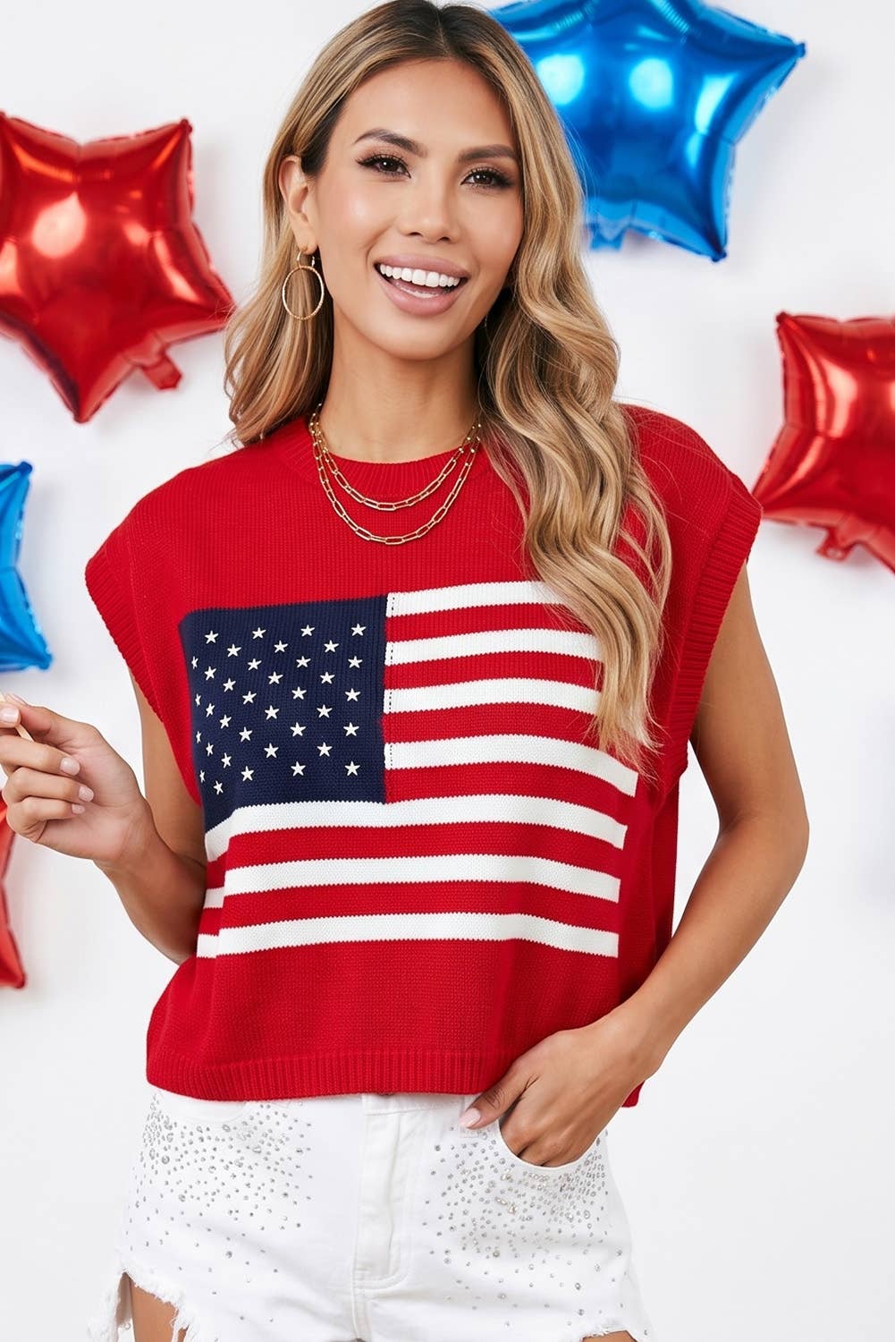 American Flag Dolman Sweater