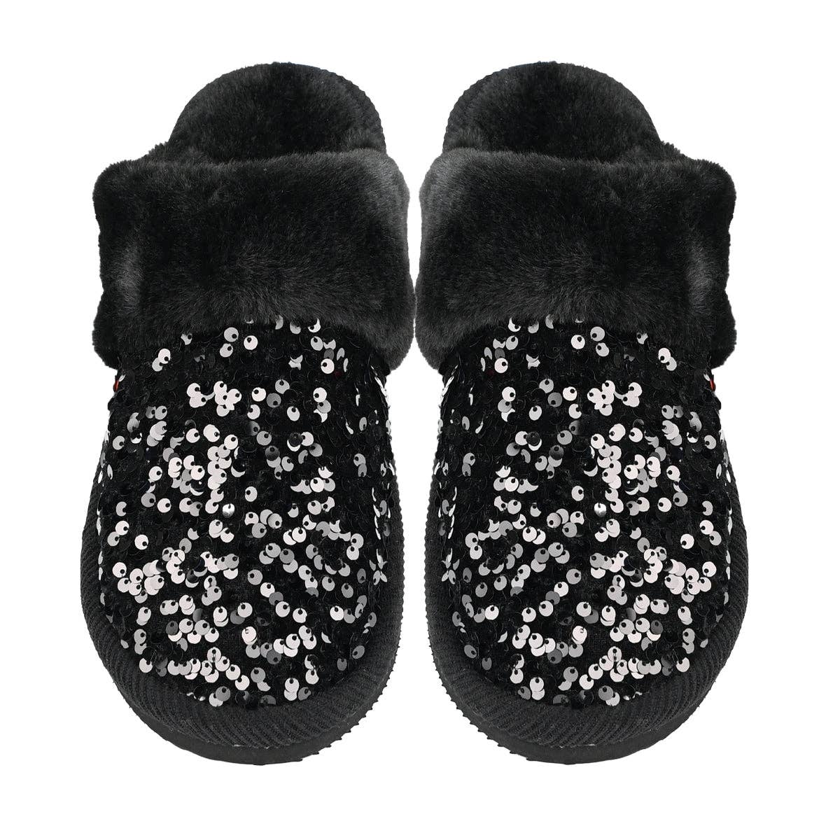 Sequin Faux Fur C.C Slippers