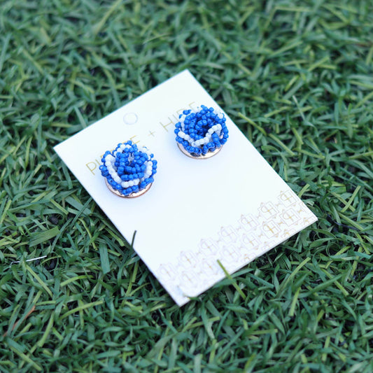 Blue & White Custom Pom Earrings