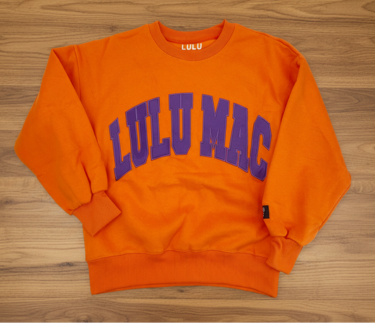 Lulu Mac Purple on Orange Sweatshirt