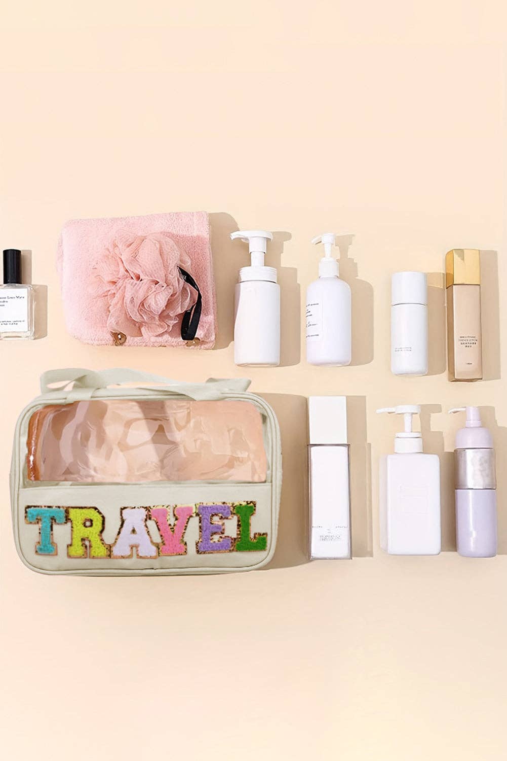 Travel Chenille Letter Makeup Bag