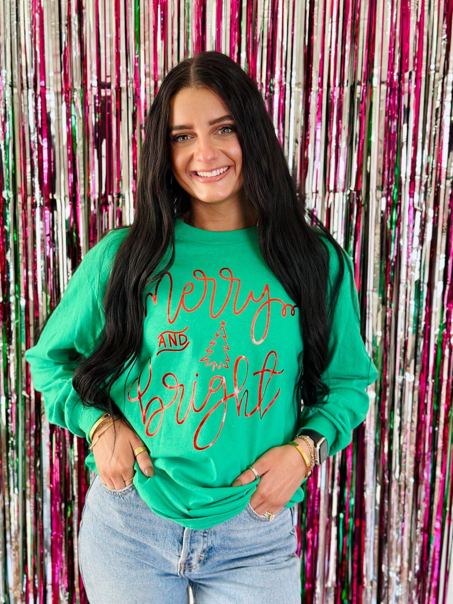 Merry and Bright Christmas Long Sleeve Tee