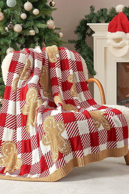 Gingerbread Check Luxury Blanket