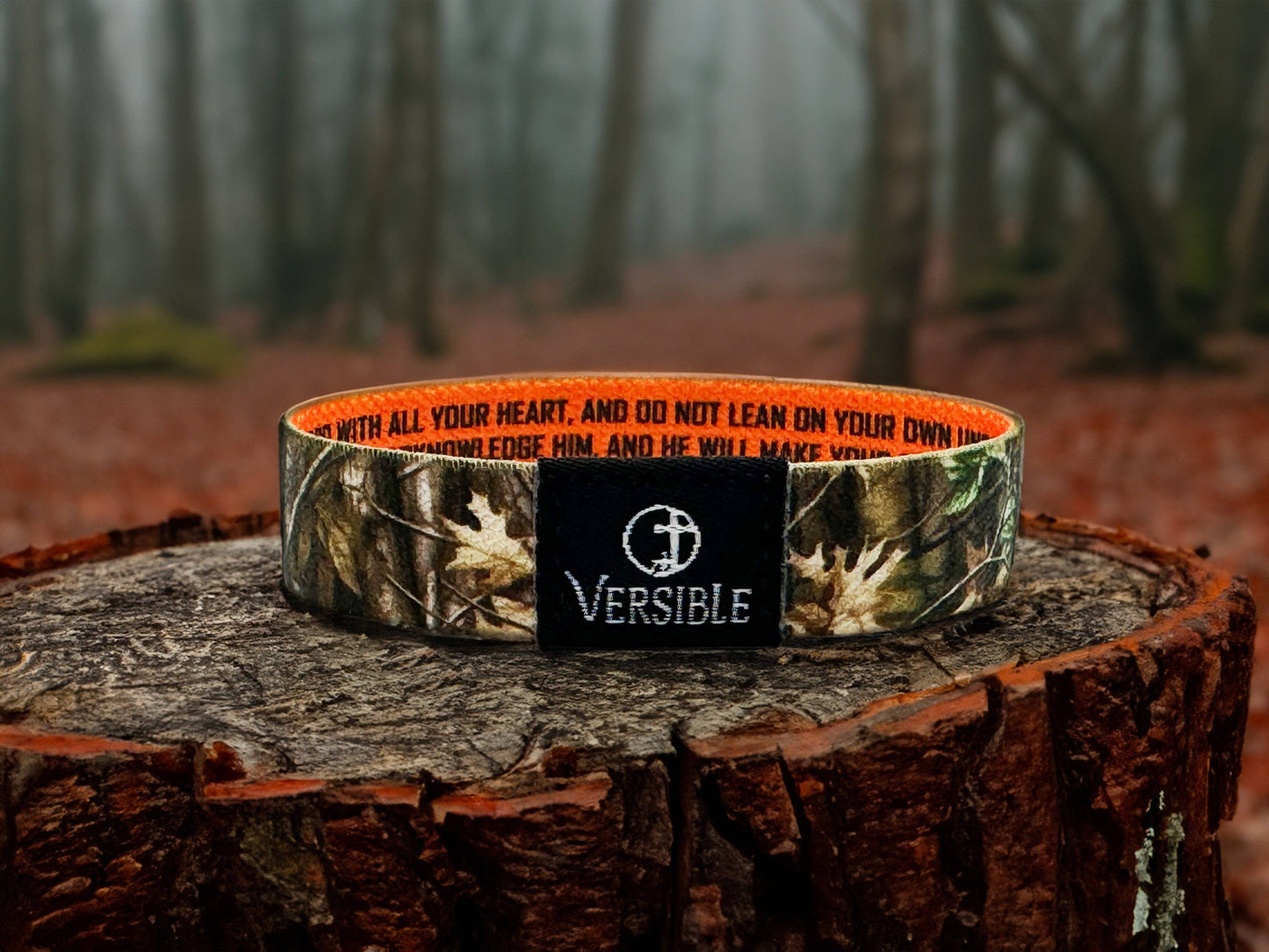 Forest Camo Versible / Proverbs 3:5-6 Wristband