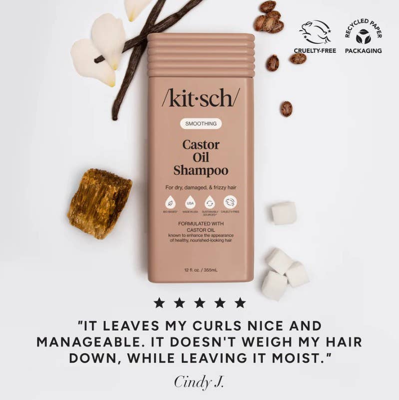 Kitsch Castor Oil Shampoo bottle with gift box packaging