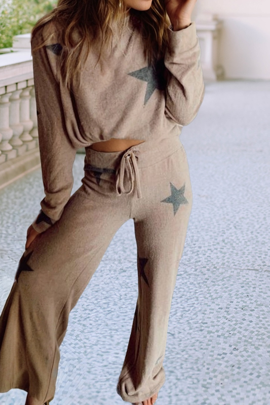 Retro Star Long Sleeve Drawstring Lounge Set
