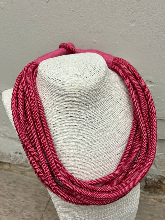 Slub 8-Strand Necklace in Pink