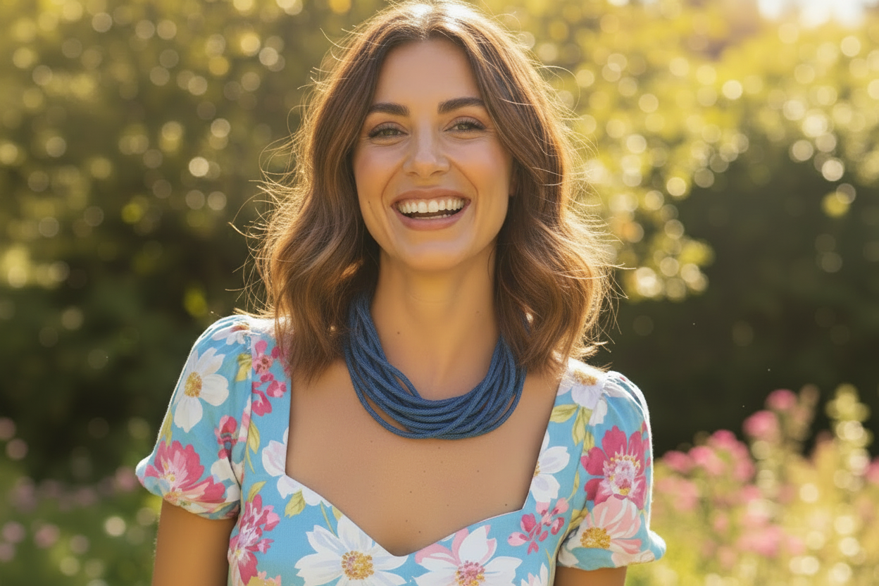 Slub 8-Strand Necklace in Cobalt Blue