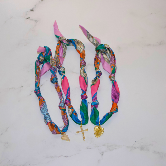Multi Color Pattern Scarf Necklace