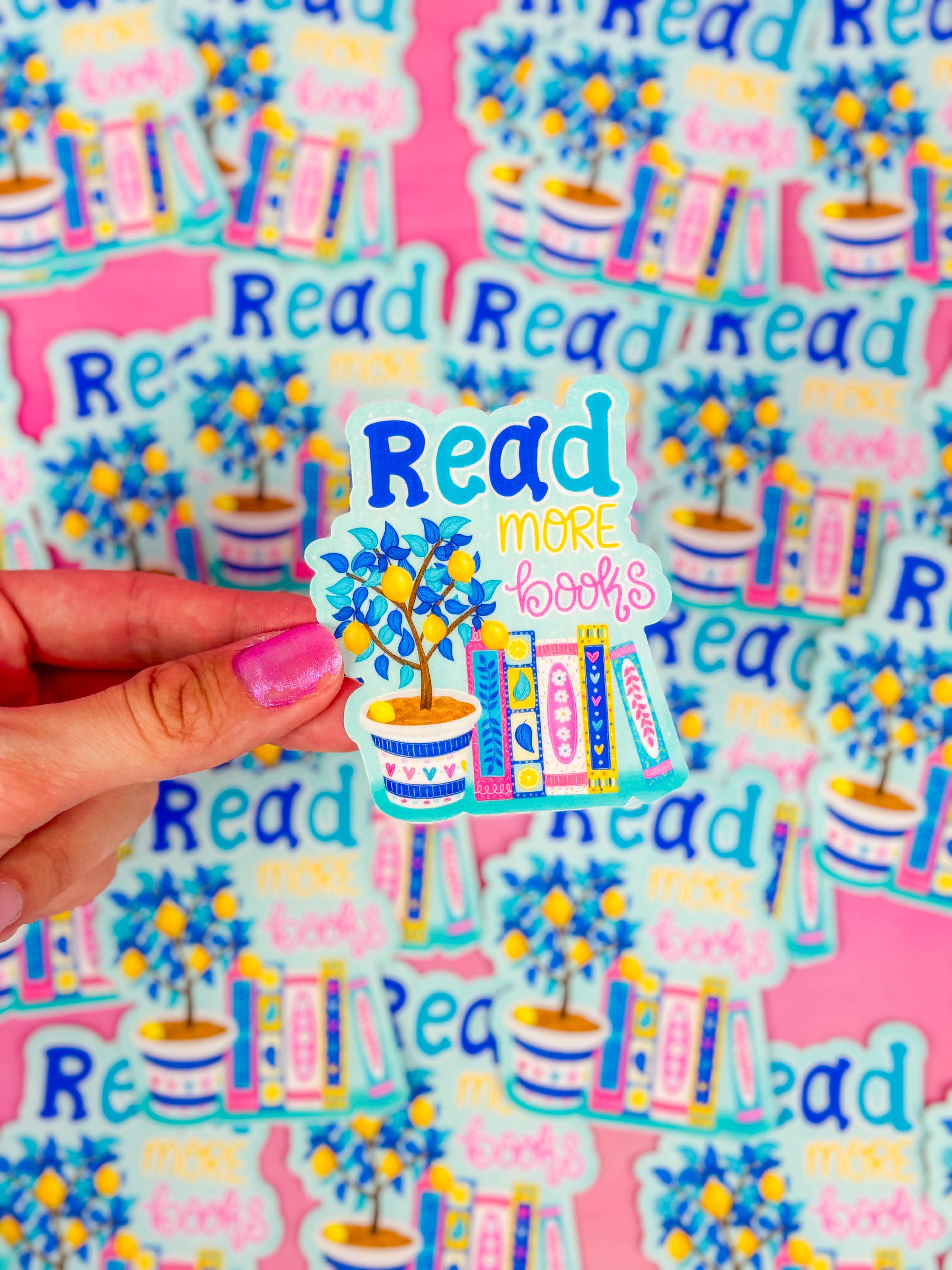 Lemon Reading Read More Books Lemon Sticker – Duncan Gift Shop