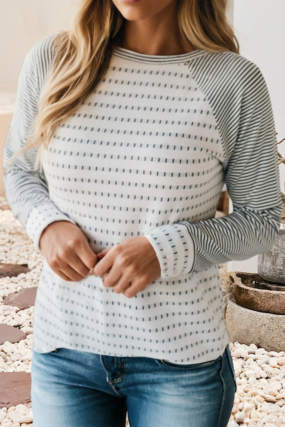 Ultra Soft Striped Raglan Long Sleeve Top