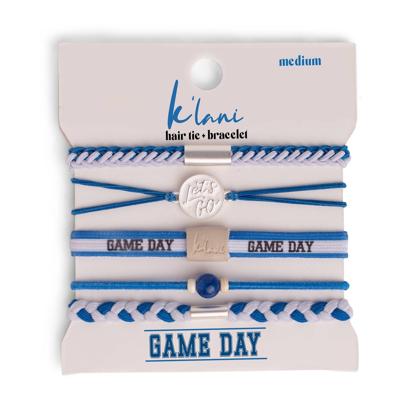 K'Lani Game Day Blue & White Hair Ties