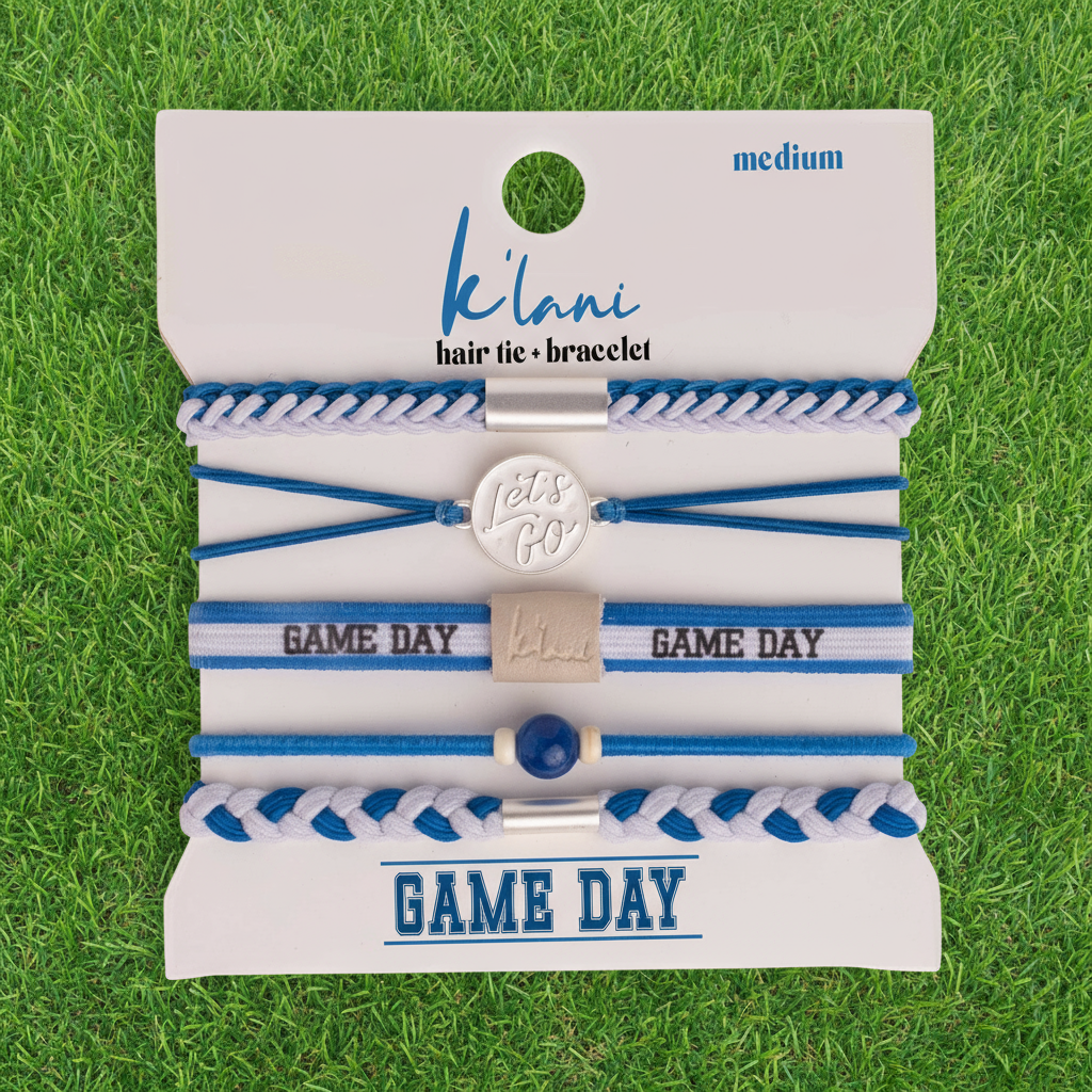 K'Lani Game Day Blue & White Hair Ties