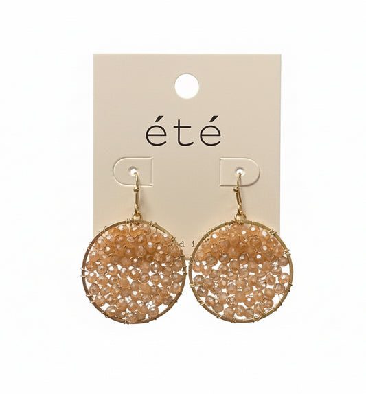Champagne Crystal Beaded Drop Earrings