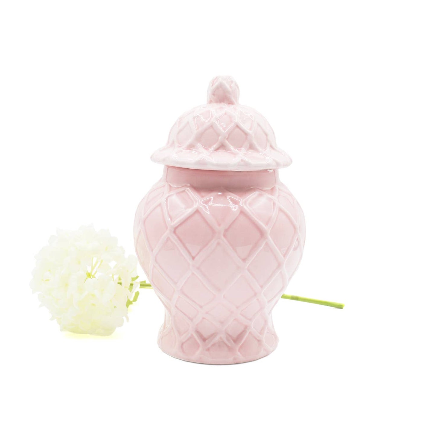 Pink Textured Ginger Jar – Decorative Ceramic Vase with Lid