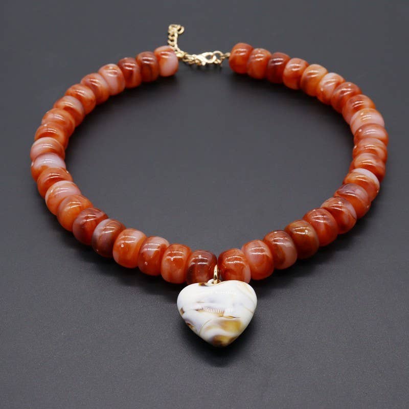 Heart Pendant Beaded Necklace