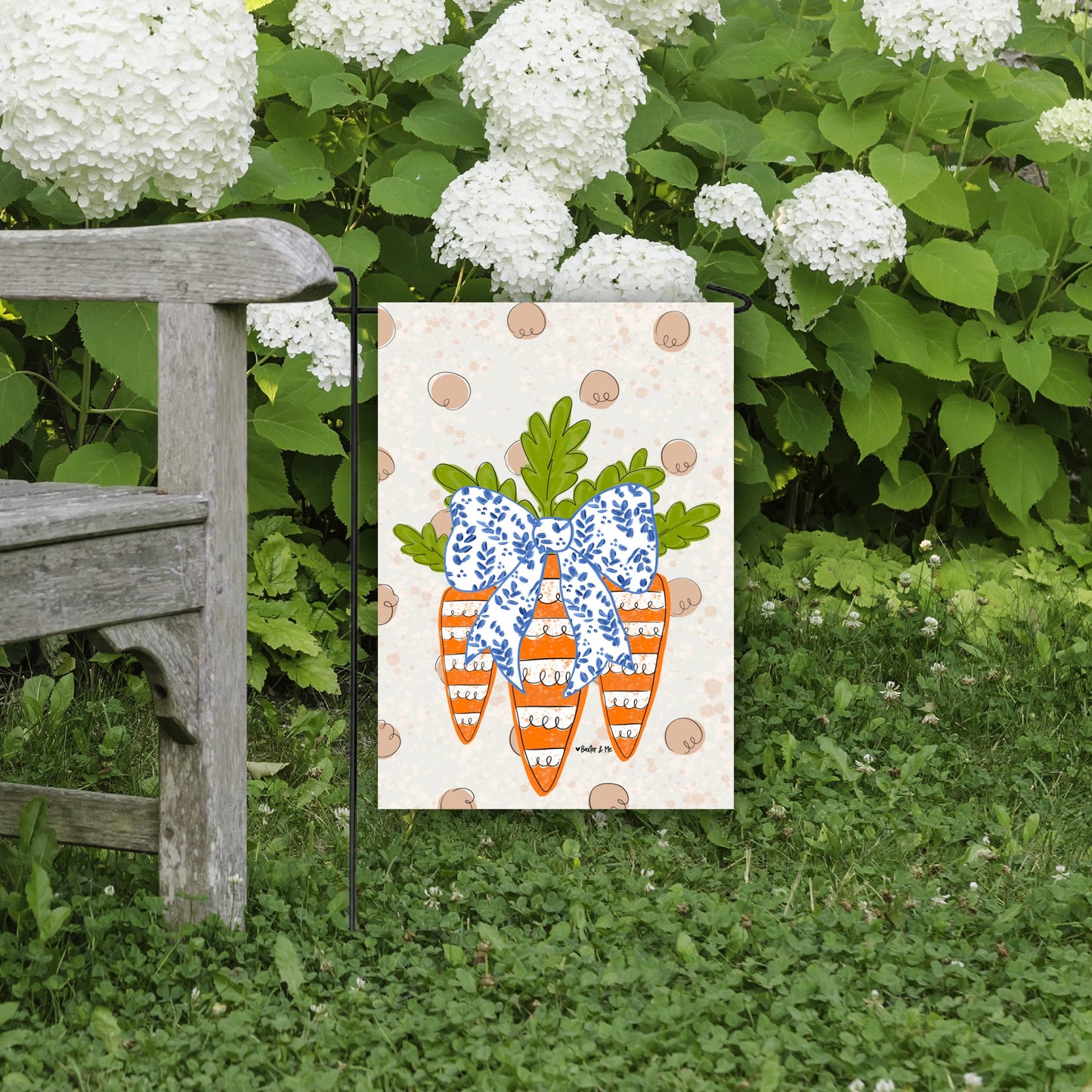 Carrot Patch Trio with Bow Garden Flag
