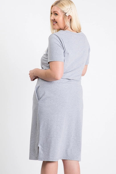 Drawstring Waist Side Pocket T-Shirt Dress