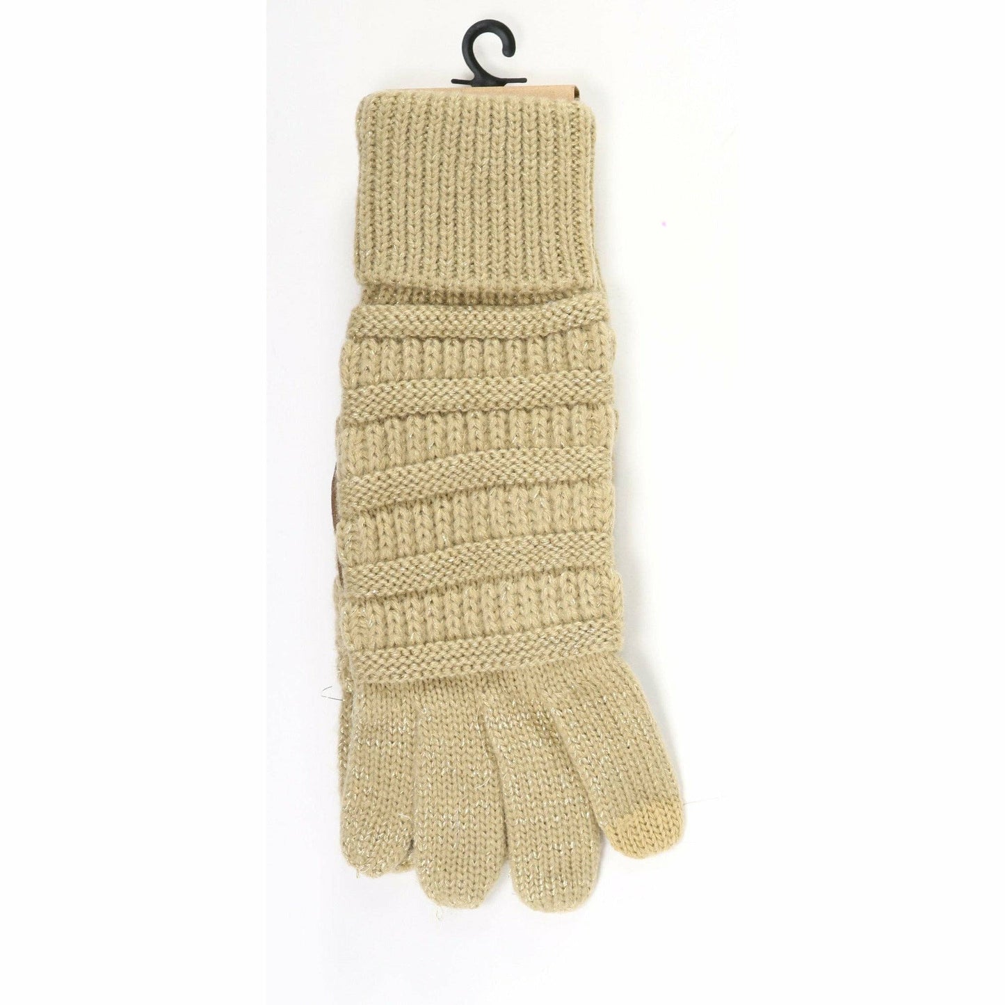C.C Women's Metallic Cable Knit Gloves