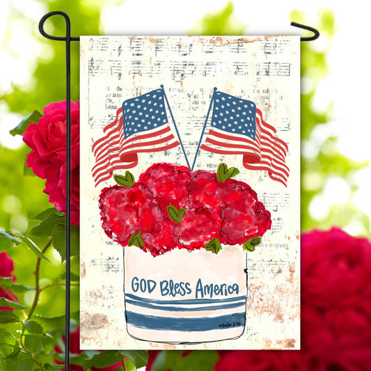 God Bless America Floral Garden Flag