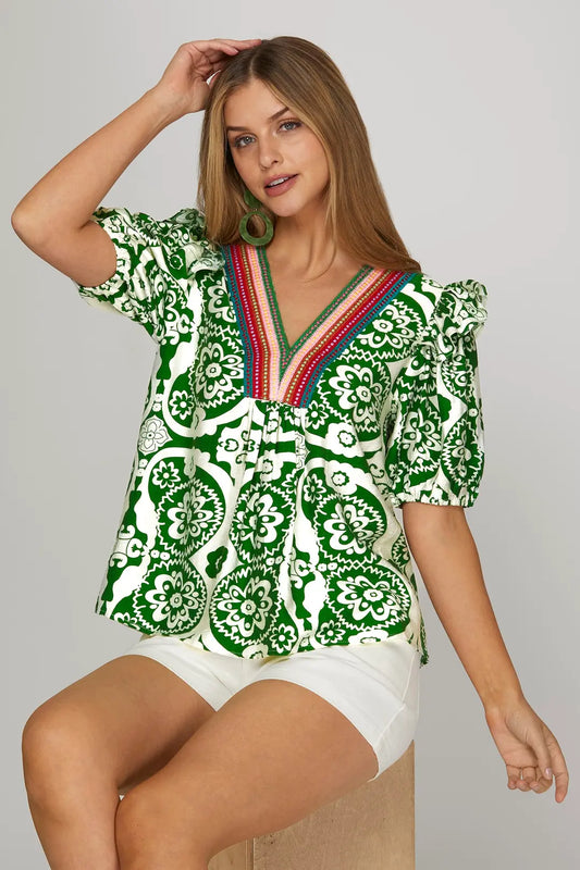 Boho Top with Embroidered Detail