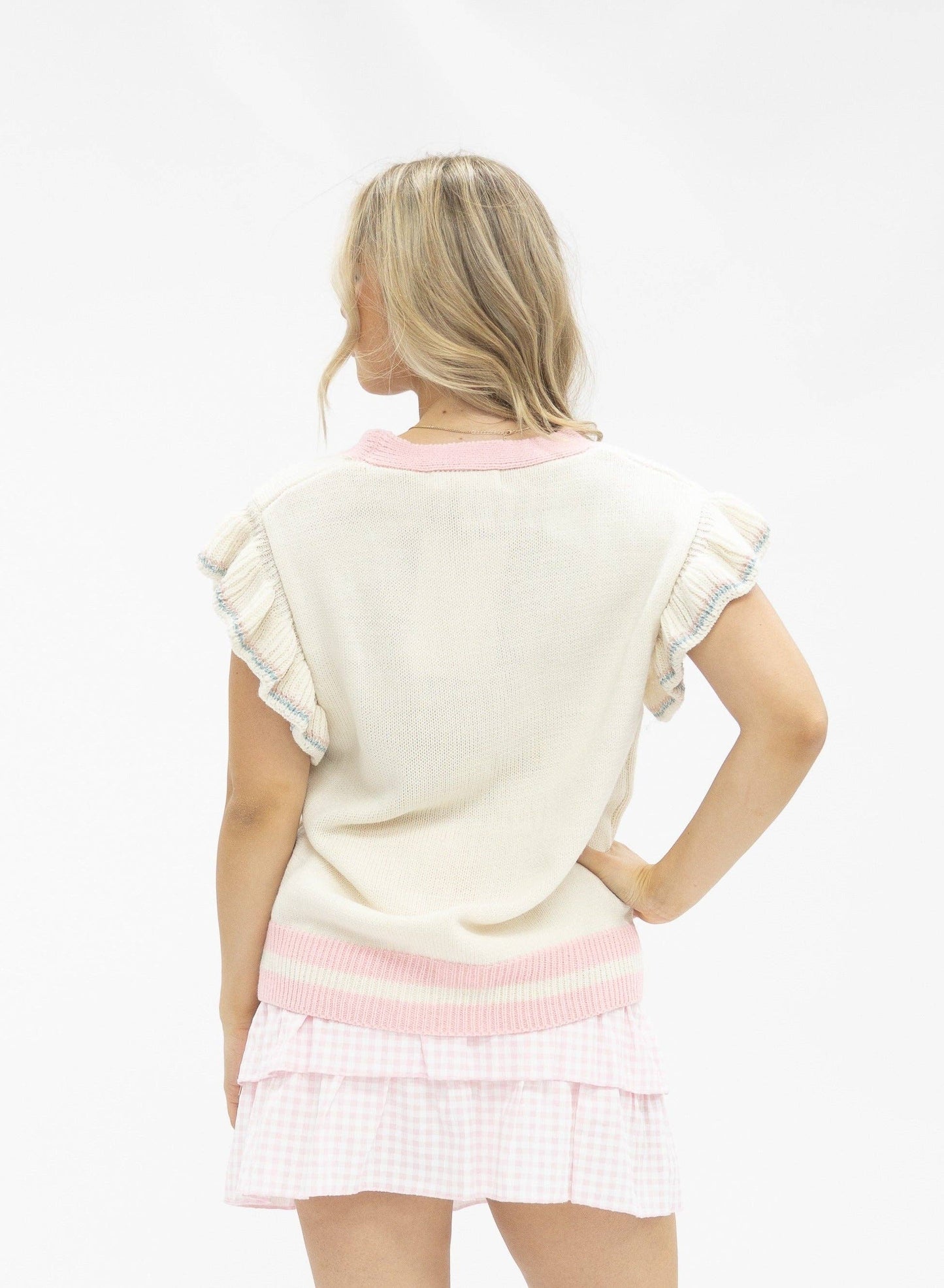 Grace + Emma Sweater Vest with Sequin Bunnies