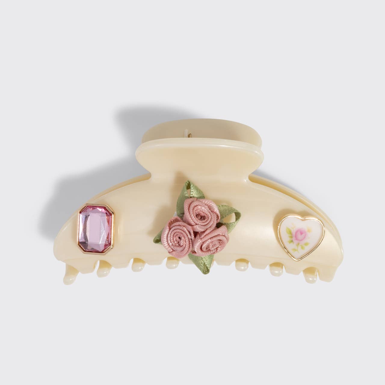 KitschPop Curved Claw Clip 7pc Set Vintage- Pearlized Cream