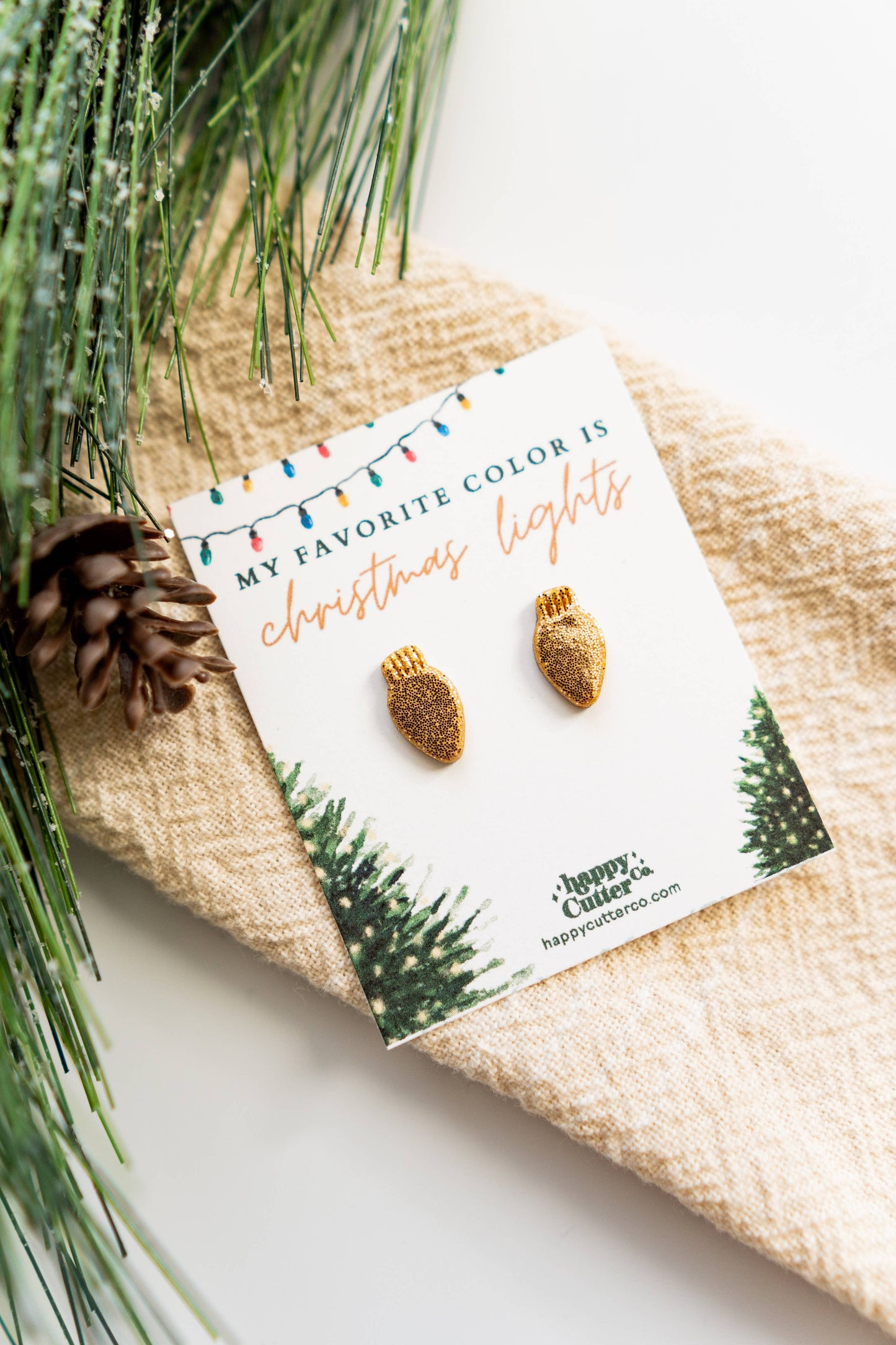 Glittering Gold Christmas Lights Studs