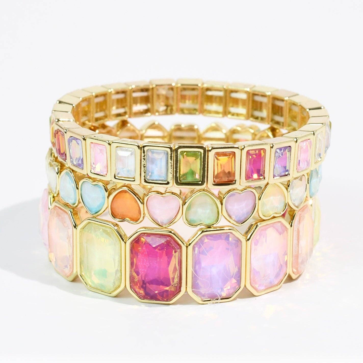 Treasure Jewels Sparkle Multi Heart Stack Set