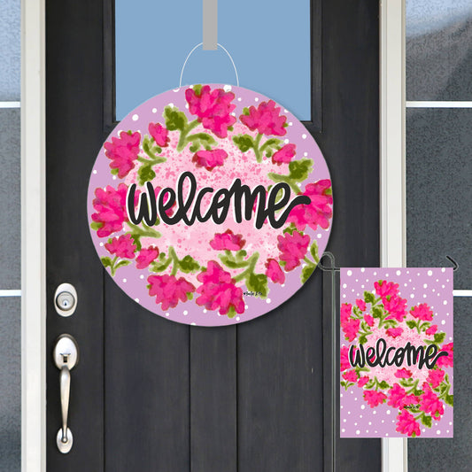 Pink Blossom Welcome Door Hanger