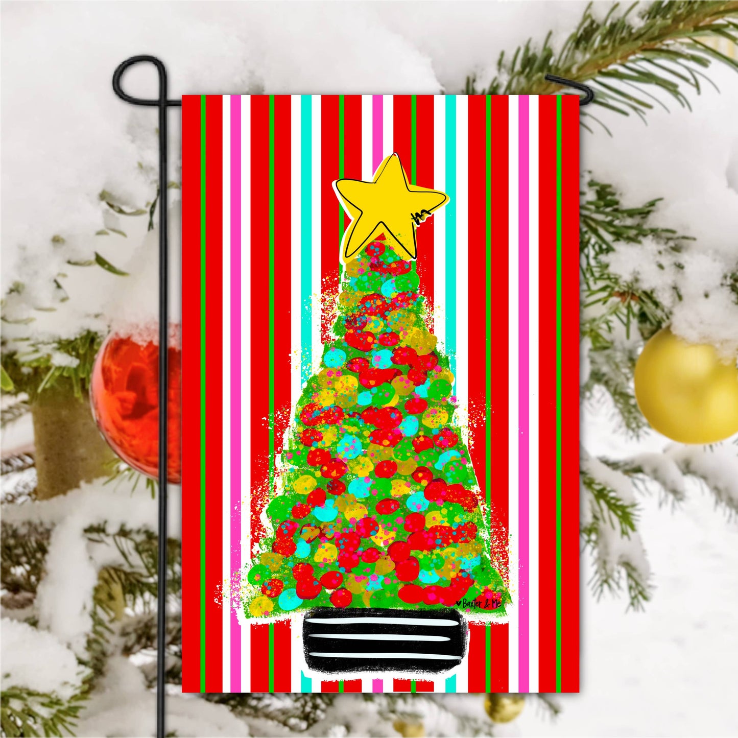 Dots & Stripes Tree of Cheer Garden Flag