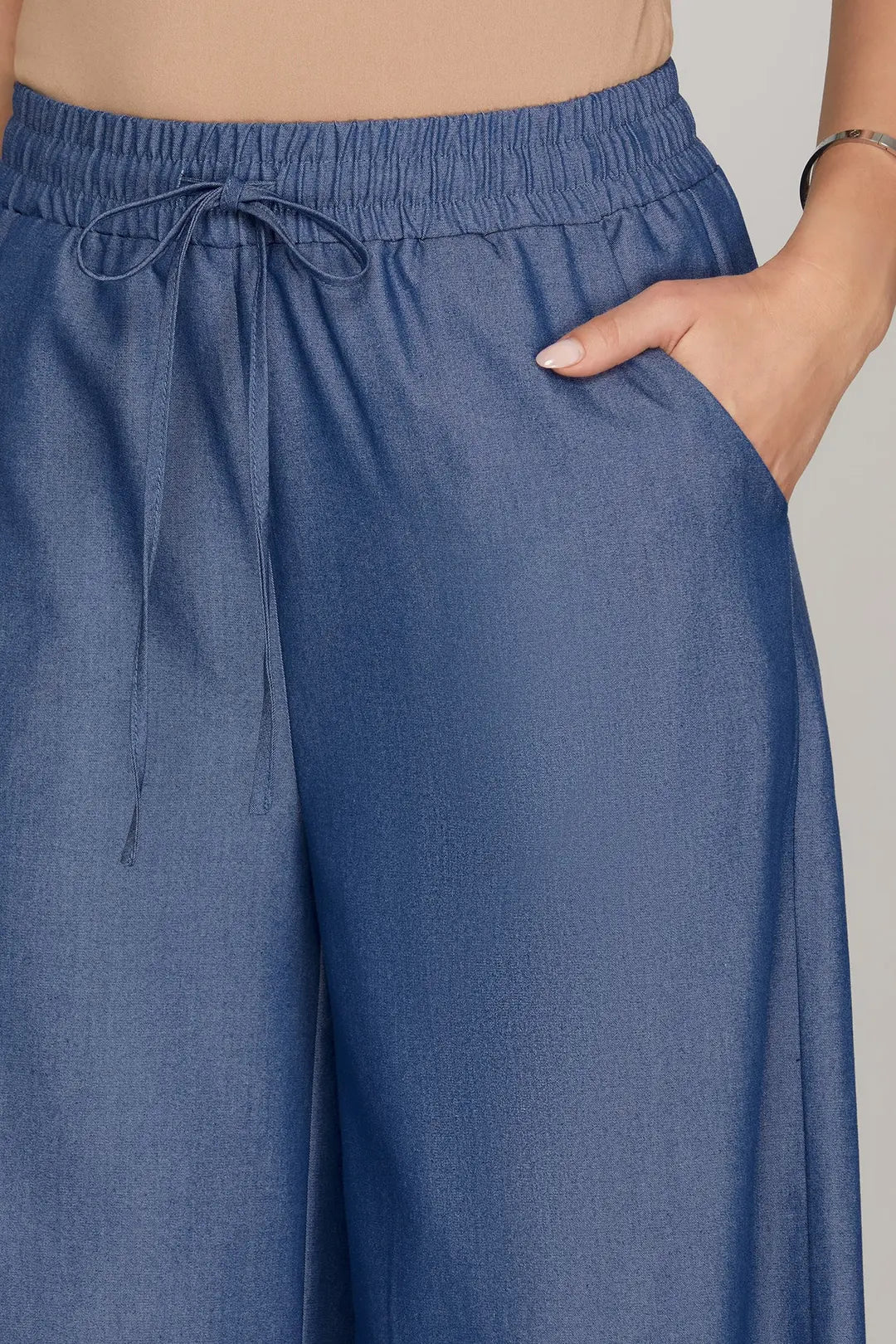 She + Sky Blue Wide Leg Drawstring Pants