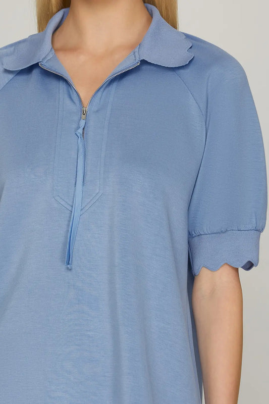 Blue Athleisure Pullover Top