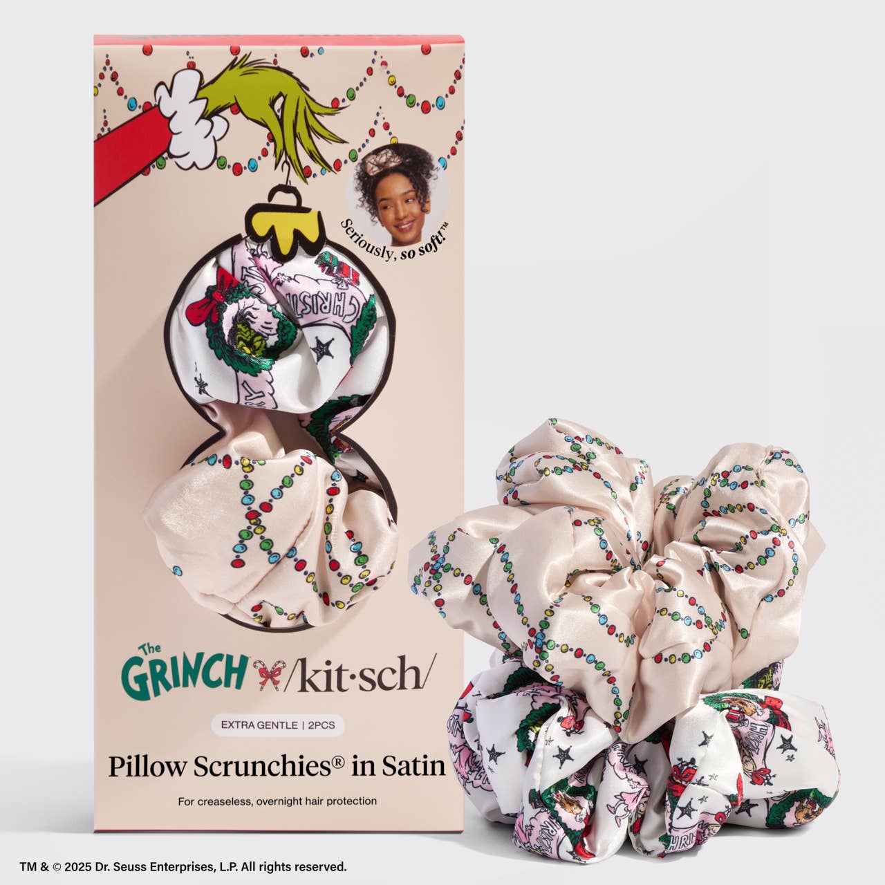 The Grinch x Kitsch Satin PillowScrunchies in Cindy Lou Who