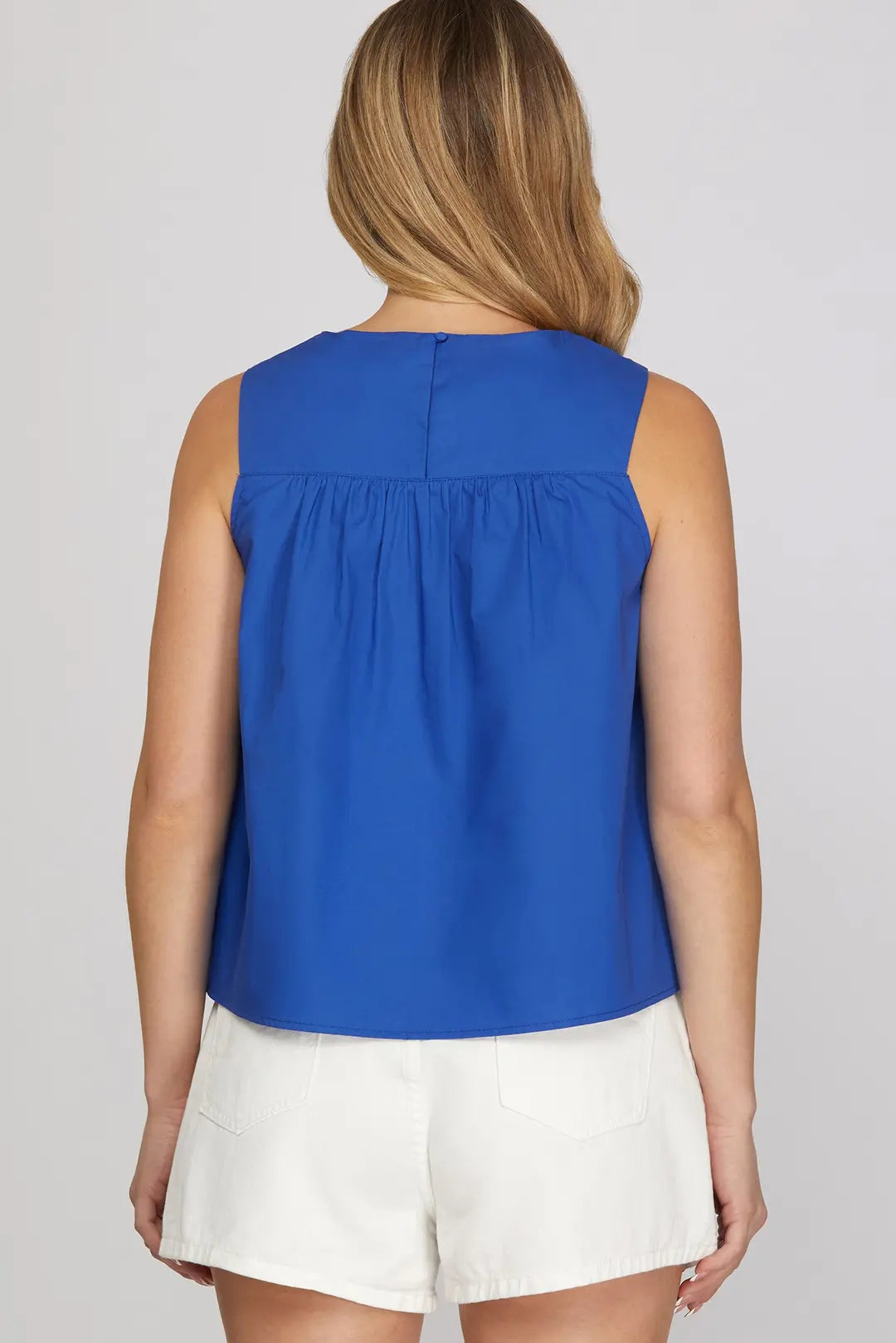 She + Sky Sleeveless Ruffle Top