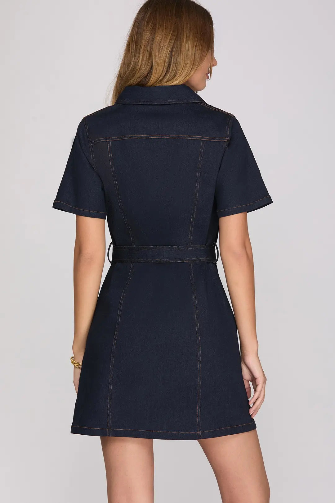 She + Sky Dark Denim Button Down Dress