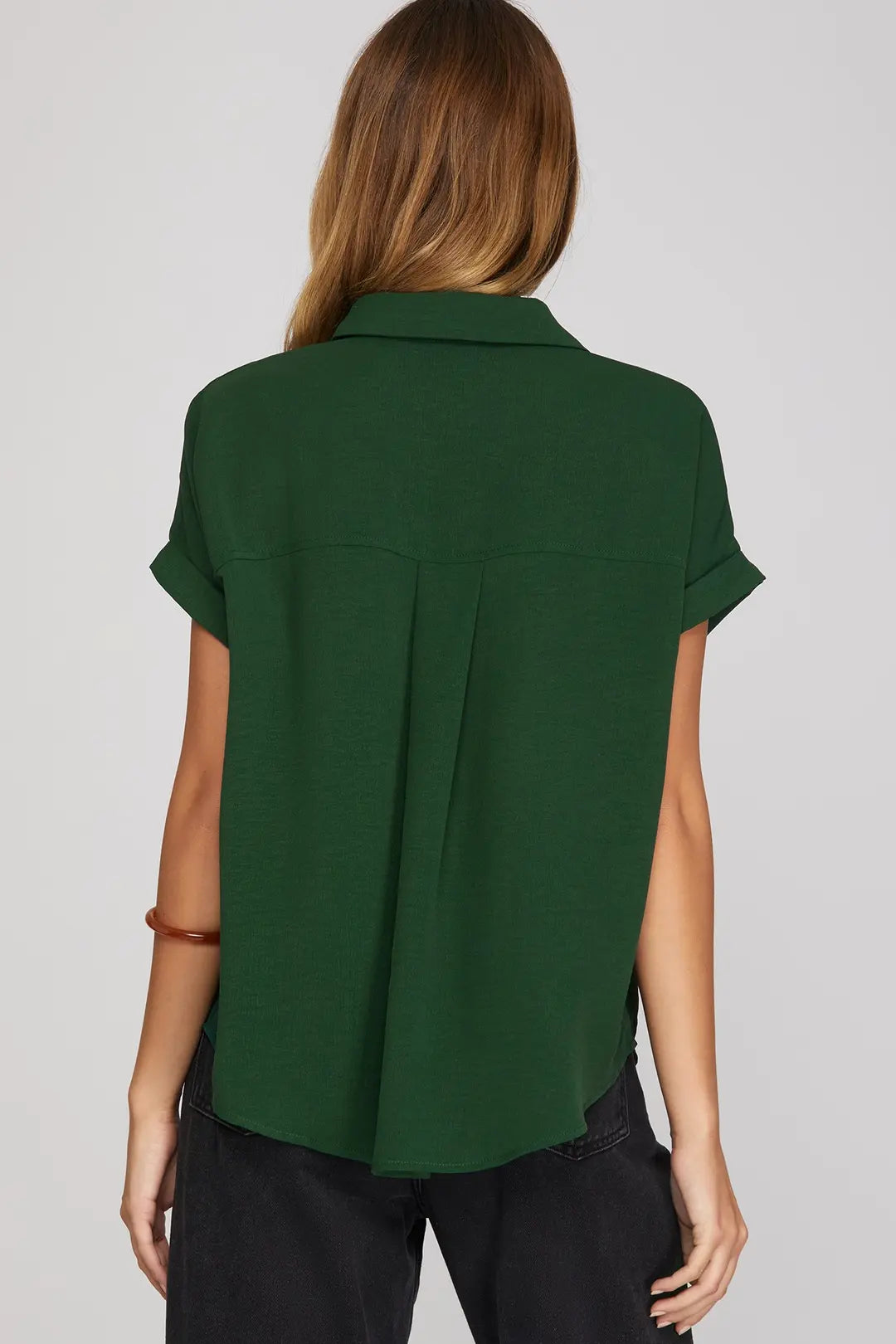 Sea Green Collared Drop Shoulder Top