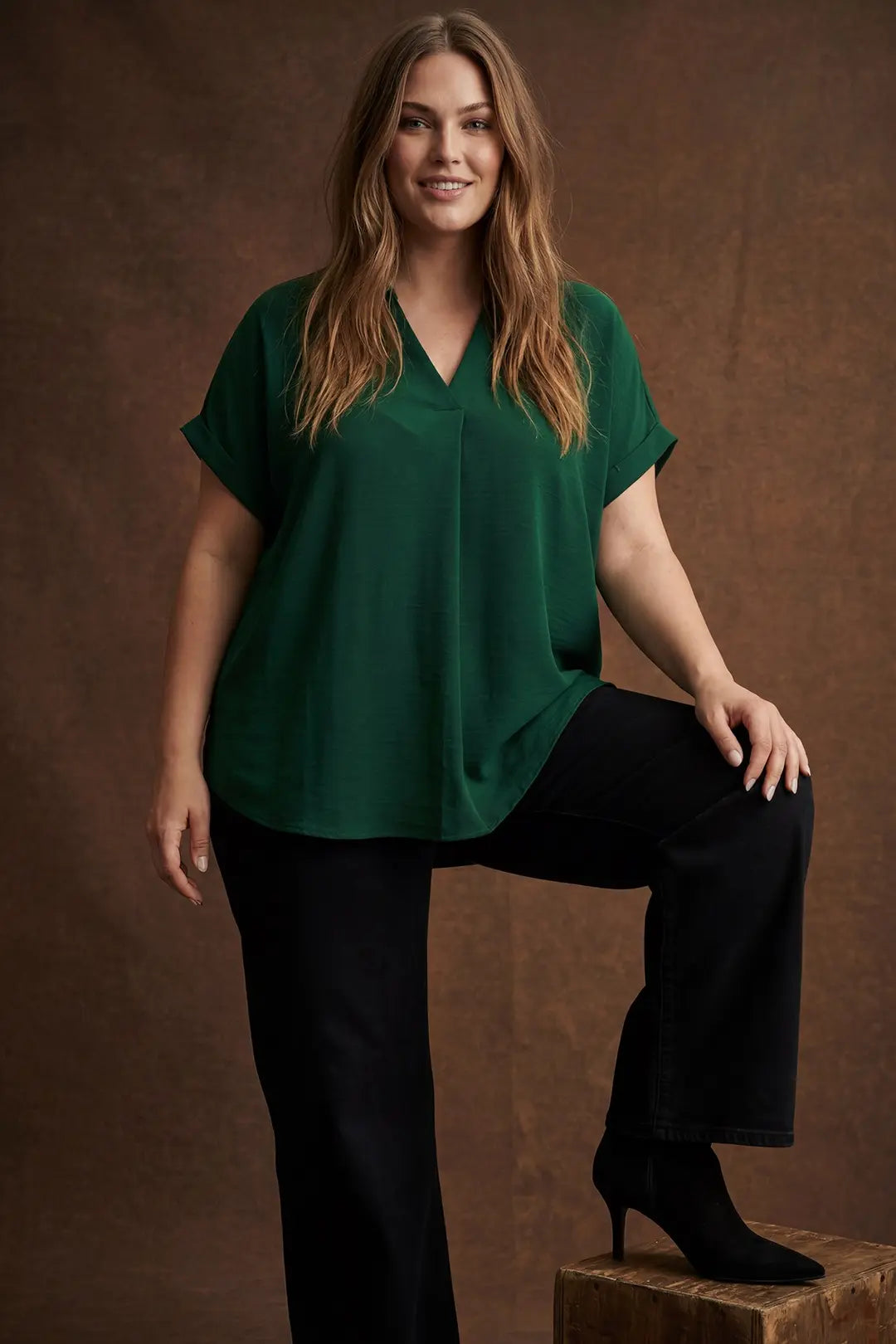 Sea Green Collared Drop Shoulder Top