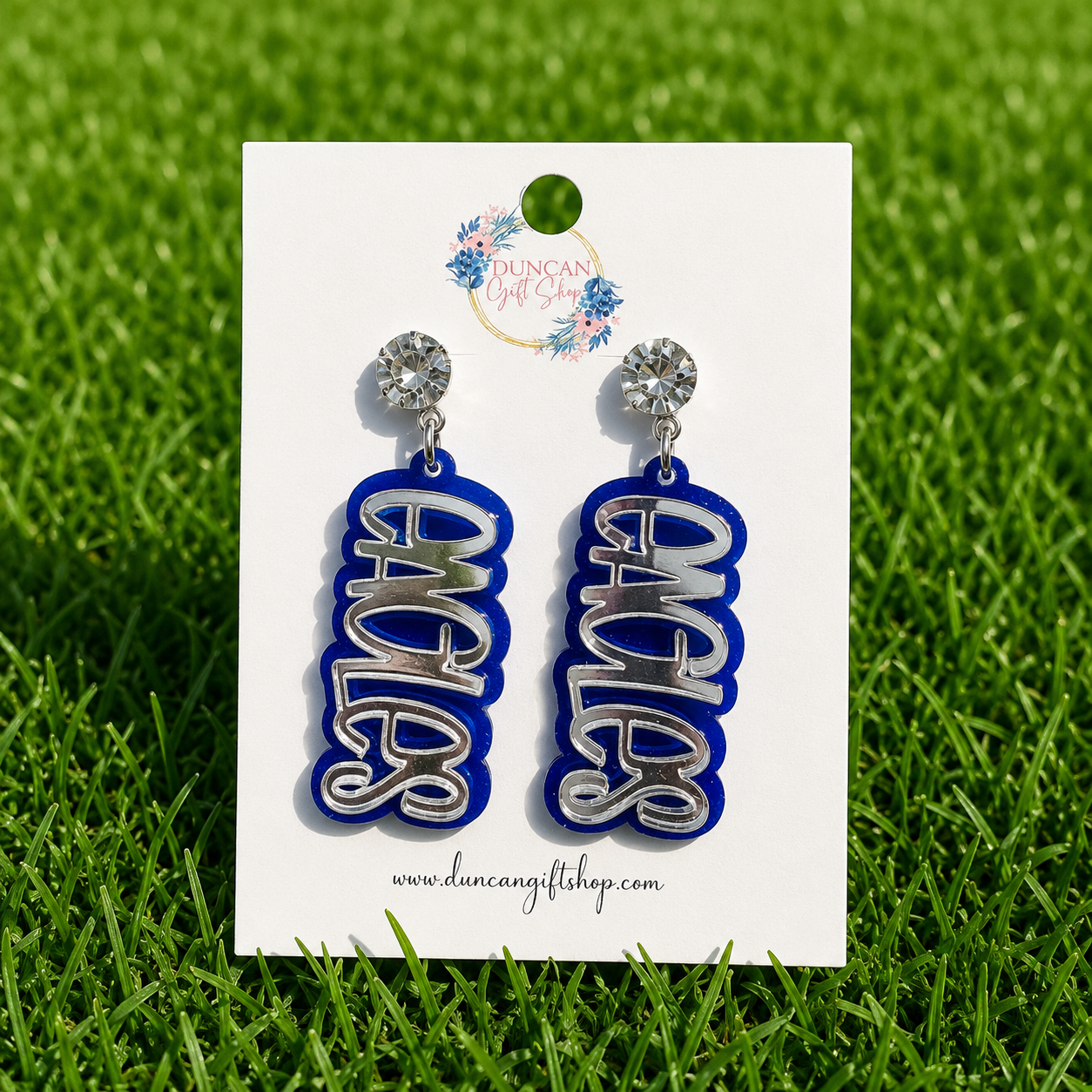 Eagles Blue & Silver Acrylic Game Day Earrings