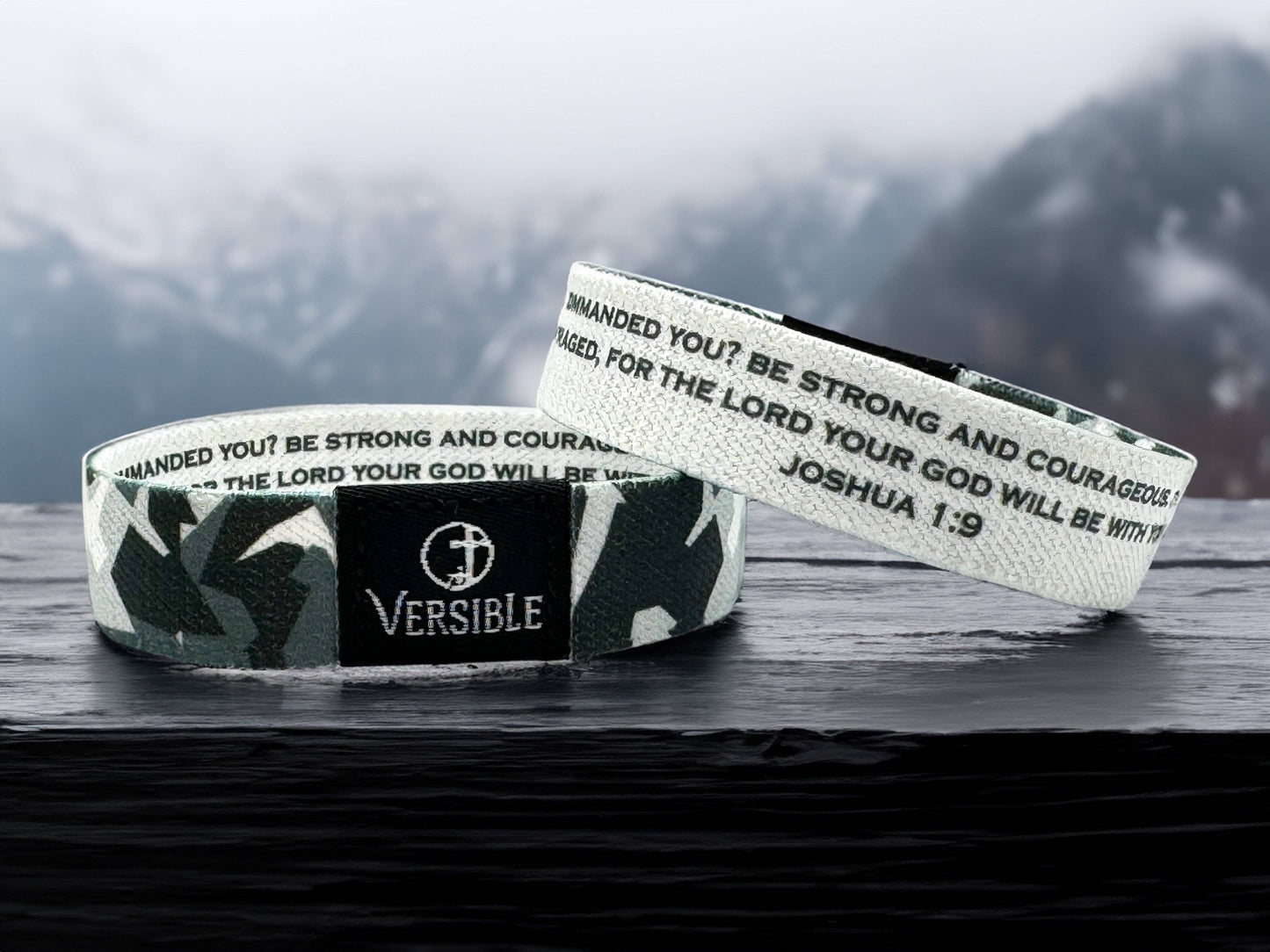 Stone Camo Versible / Joshua 1:9 Wristband