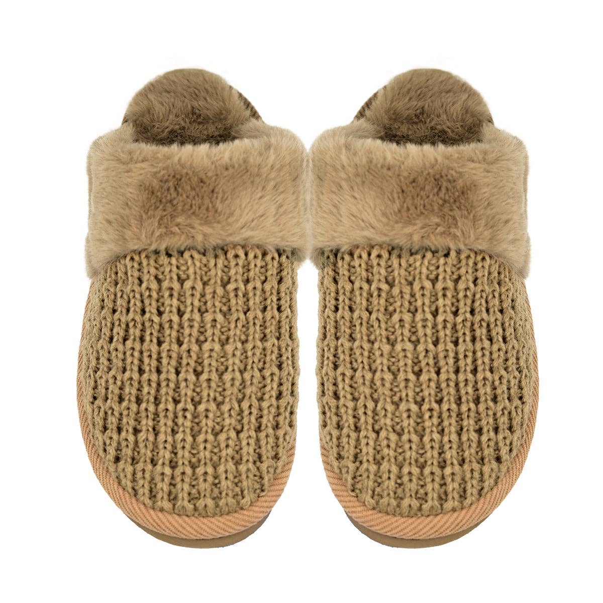 Waffle Knit Faux Fur C.C Slippers