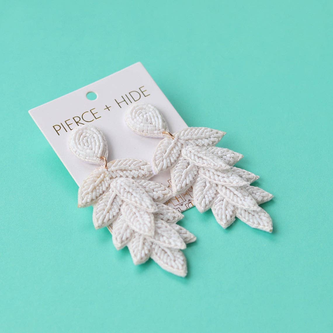 White Tiered Leaf Earrings