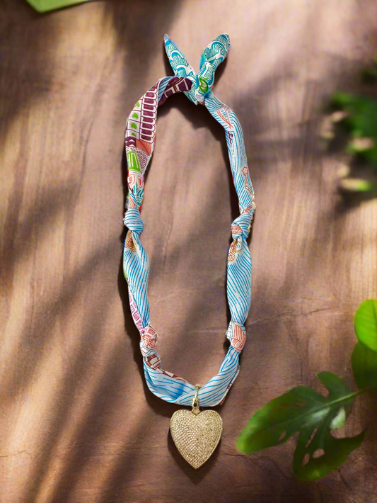Thompson Scarf Necklace with Heart Pendant