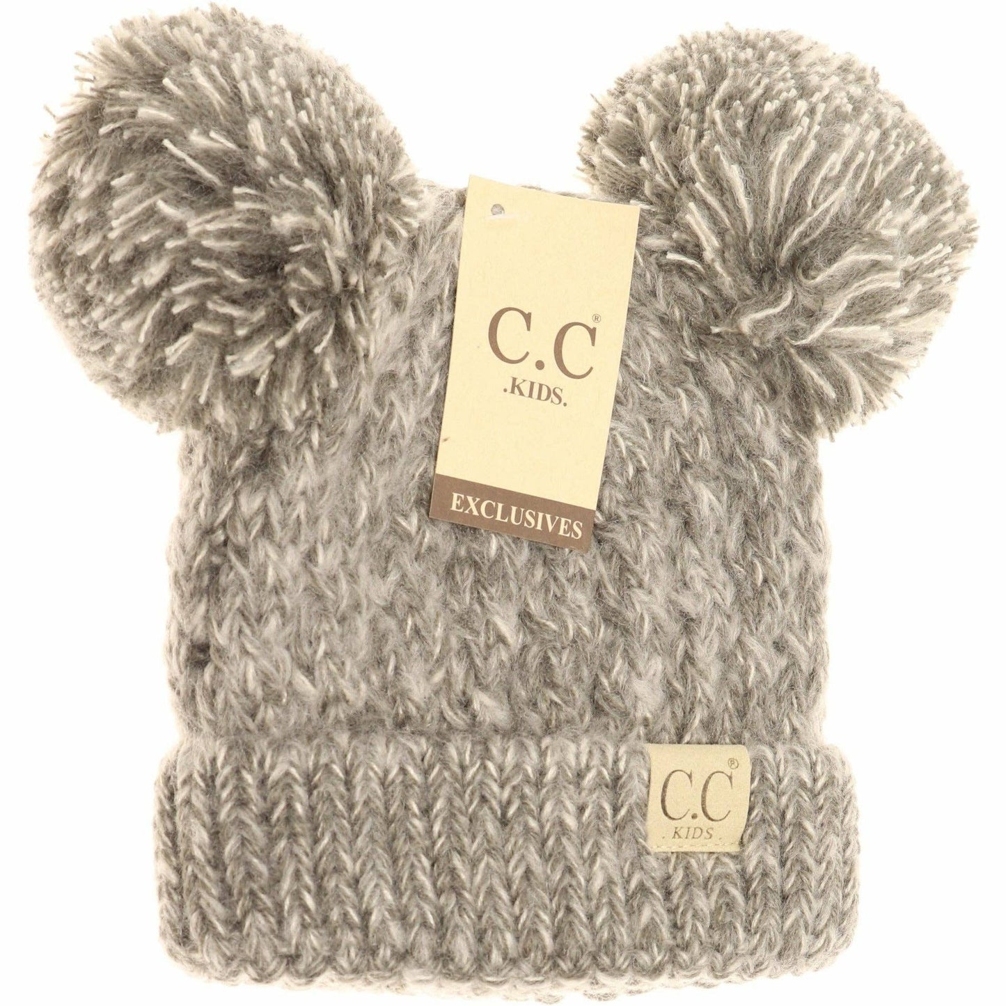 Kids Multi Tone Double Pom CC Beanie