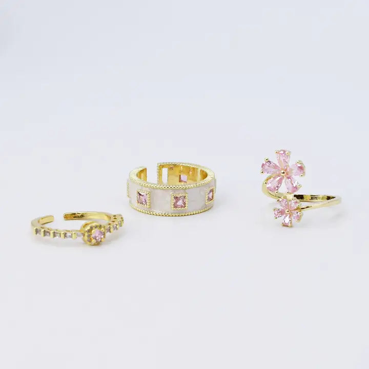 Treasure Jewels Pretty in Pink Stackable Ring Set