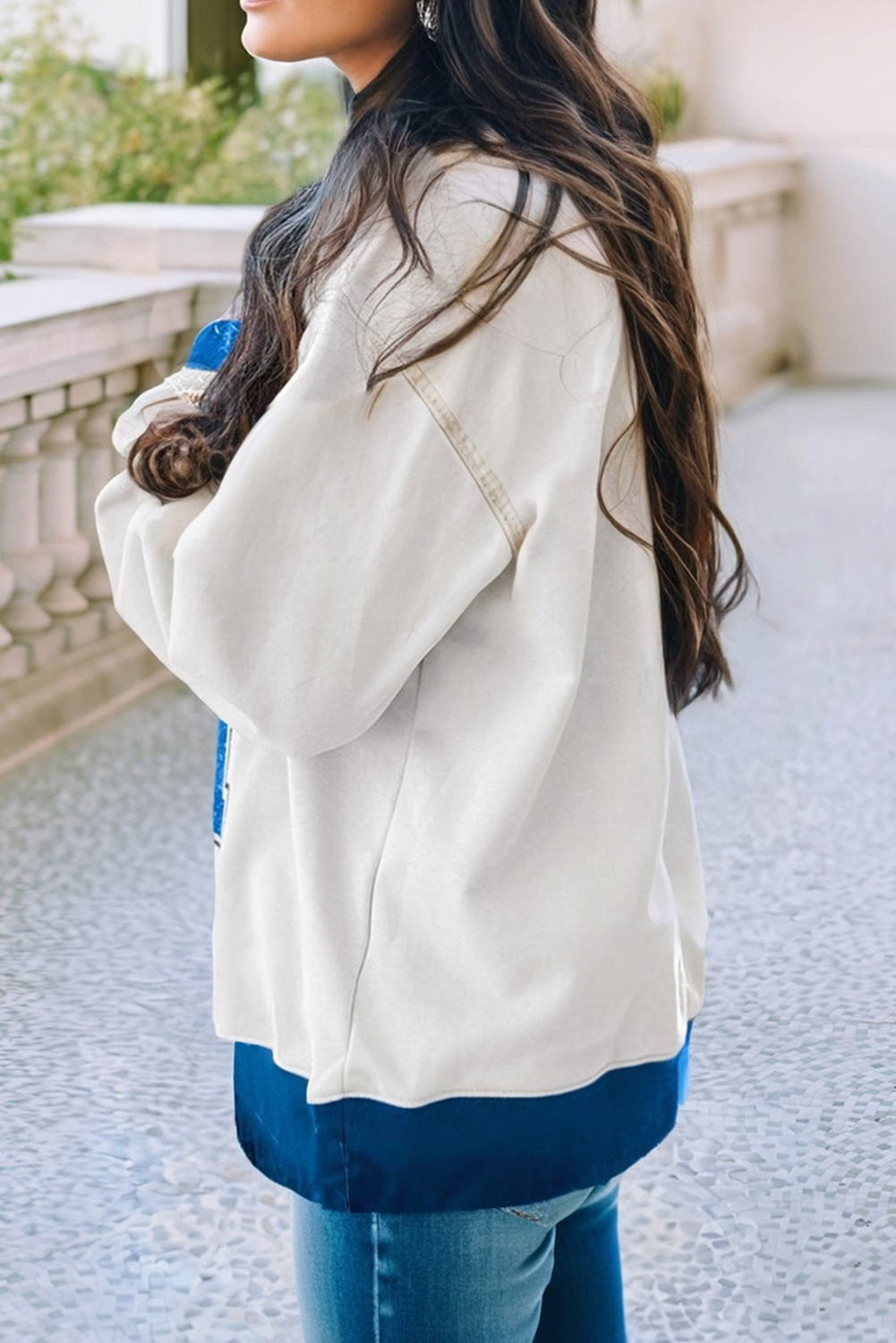 Blue & White Game Day Varsity Sweatshirt